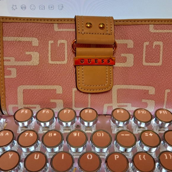 Guess Other - Guess Pink and Tan Logo Clutch